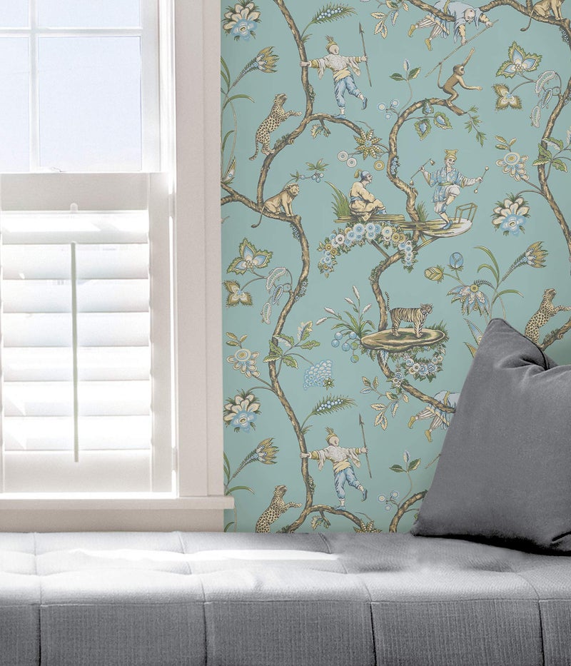 NuWallpaper x Scalamandre Blue Robin Egg Chinoise Exotique Self Adhesive Wallpaper, SCS3846 - Image 5