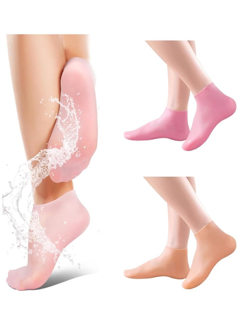 اترجسز 2 أزواج من الجوارب السيليكونية للقدمين الجافة - الجوارب السيليكونية المرطبة للمرأة - الجوارب السيليكونية لرعاية القدم - الجوارب الجيل سبا الرعاية القدم بعد علاج القدم - Image 1