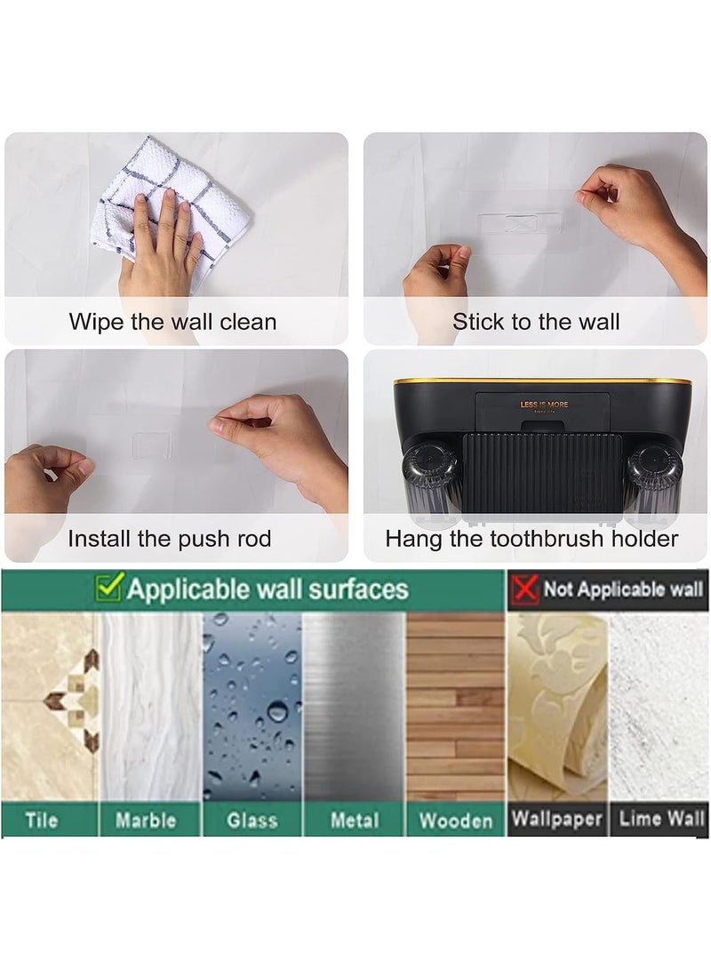 DANIM Toothbrush Holder Bathroom Organizer Cosmetic Storage Rack Shower caddy with Drawer Tissue Box & 2 Cups Multifunctional Wall Mounted Black - Image 5