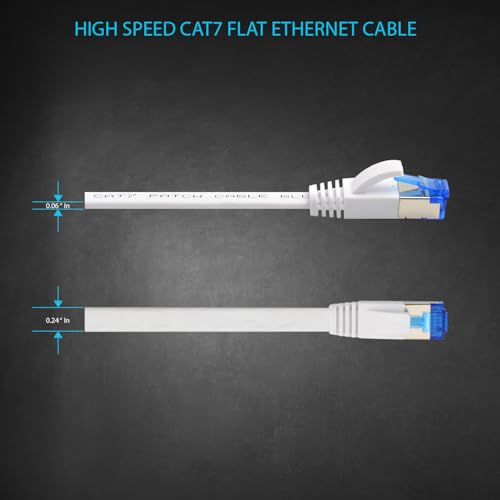 BlueRigger Cat6/Cat7 Flat Ethernet Cable with 10Gbps High Speed, 100% Pure Copper Wire for Networks, PC, Switch, Router and Modem compatible for Gaming PS5/4/3 Xbox PC Laptop -15 Feet (4.5 Meters) - Image 3