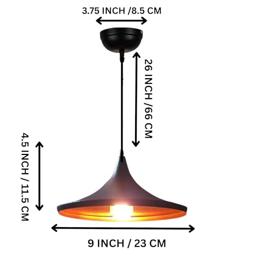 GreyWings Black Aluminium Hanging Pendant Light for Indoor, Ceiling Lamp for Dining Table, Kitchen, Living Room, E27 Holder, Pack of 2 - Image 3
