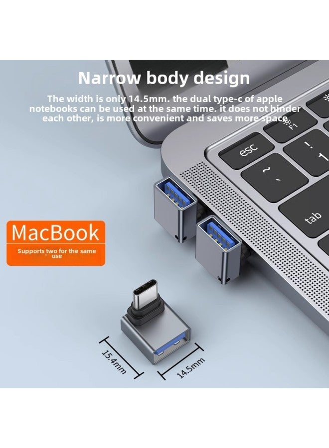 90 Degree Elbow Typec To USB3.0 Adapter OTG Mobile Phone Adapter For Phablet Notebook-Color:Type—c Male To Usb3.0 [silver Vertical Bend]-2 Pieces  - Image 3