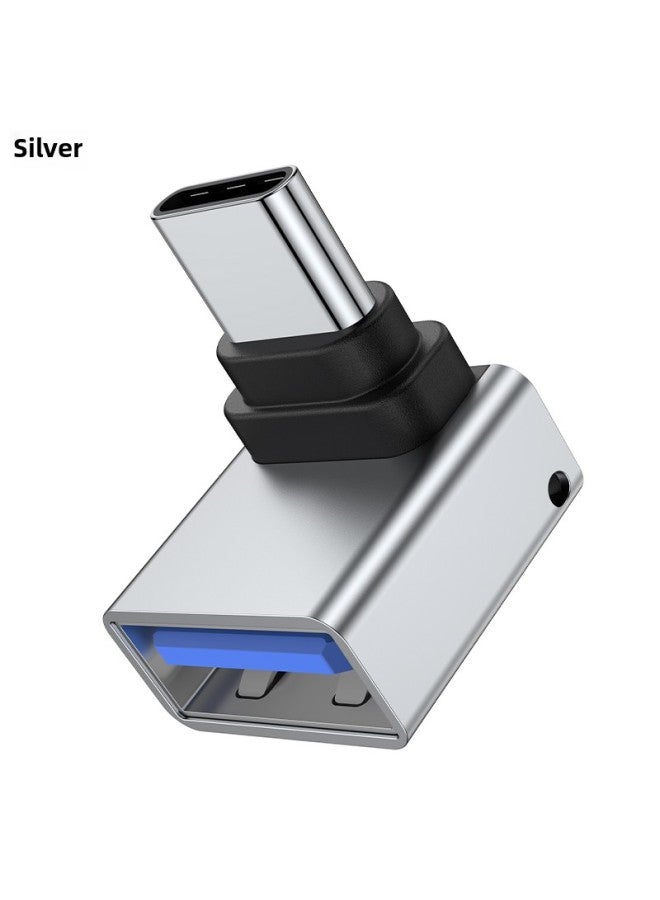 90 Degree Elbow Typec To USB3.0 Adapter OTG Mobile Phone Adapter For Phablet Notebook-Color:Type—c Male To Usb3.0 [silver Vertical Bend]-2 Pieces  - Image 1