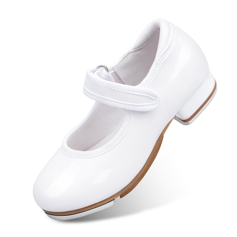 Stelle Tap Shoes for Girls Toddler Boys PU Leather Dance ShoesToddlerLittle KidBig KidWhite9MT - Image 2