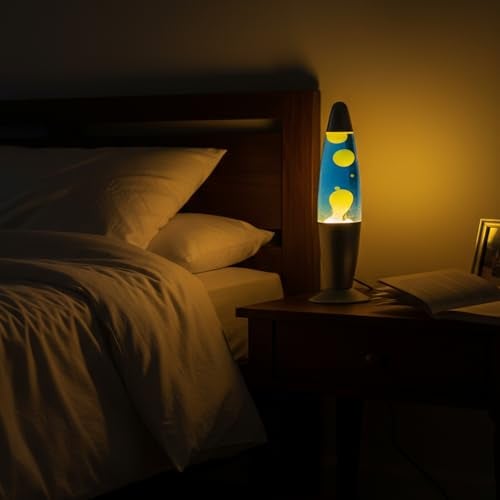 KARP 13 Inch (Rocket Shap) Lava Lamp | Blue Water & Yellow Lava Motion | Metal & Glasss | 220-240V 50Hz | SES R39 E14 20W Bulb Included | Plug-in with ON/Off Switch | Ideal Decor & Gift - Image 3