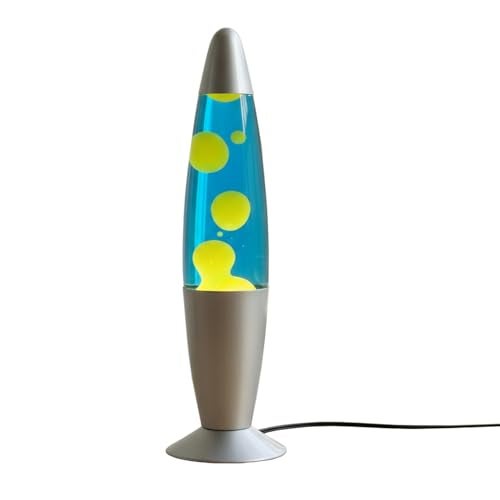 KARP 13 Inch (Rocket Shap) Lava Lamp | Blue Water & Yellow Lava Motion | Metal & Glasss | 220-240V 50Hz | SES R39 E14 20W Bulb Included | Plug-in with ON/Off Switch | Ideal Decor & Gift - Image 1