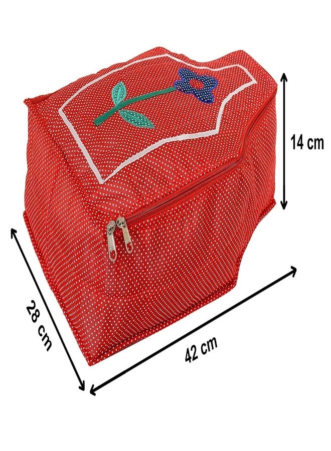 MSclassy Dot Printed Blouse Cover Clothes Storage Bag Garments Organiser for Wardrobe (Red, Pack of 1) - Image 2