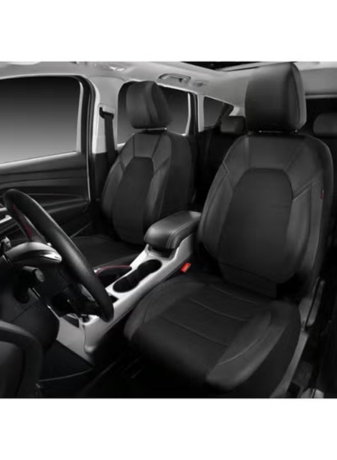 COYO Leather and 3D Air Mesh Universal Fit Car Seat Covers, for Sedans,Trucks,Suvs,Airbag Compatible,Zipper Design and Reserved Opening Holes for Headrest(Full Set, Black) - Image 3