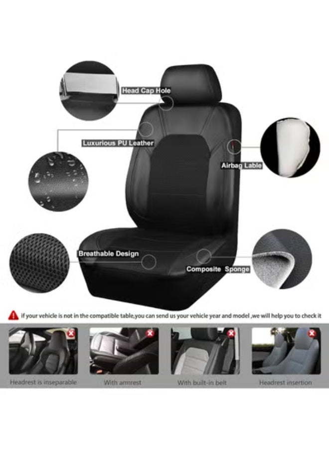 COYO Leather and 3D Air Mesh Universal Fit Car Seat Covers, for Sedans,Trucks,Suvs,Airbag Compatible,Zipper Design and Reserved Opening Holes for Headrest(Full Set, Black) - Image 5