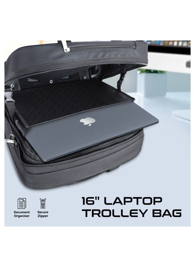 Trolley Bag, Versatile 2-in-1 Lightweight Trolley Laptop Bag with Shoulder Strap, Telescoping Handle, Water Resistance and In-Line Wheels for 16” Laptops, MacBooks, iPad, Dell XPS 13, Persona-TR