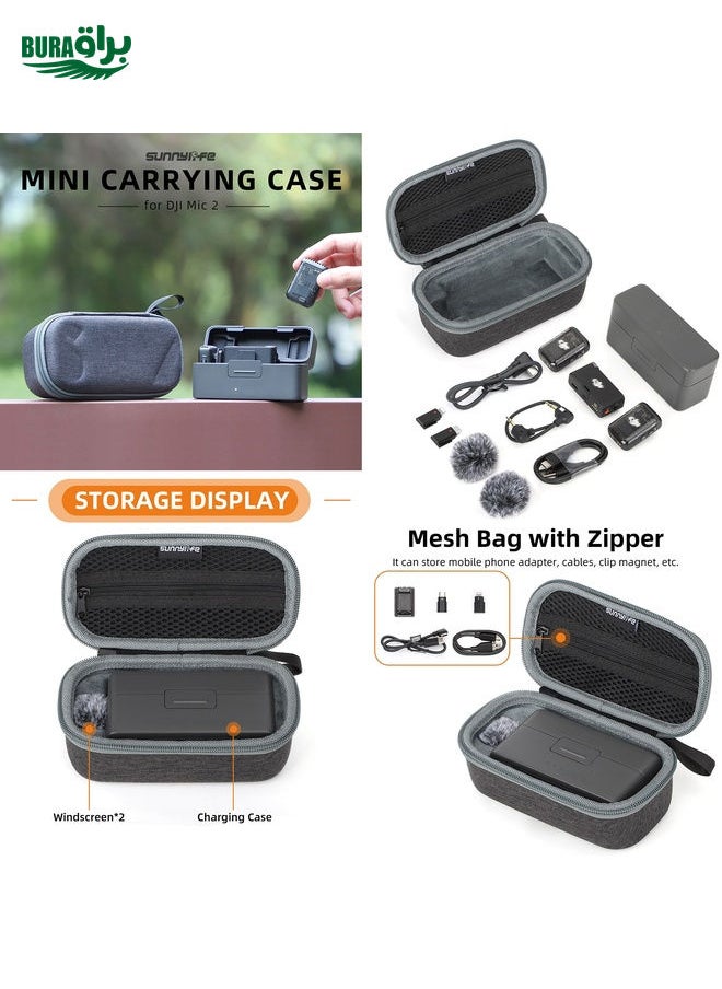 براق لـ DJI MIC 2 Sunnylife B770 Mini Case Case Case Lase Microphone Bag (رمادي)  - Image 2