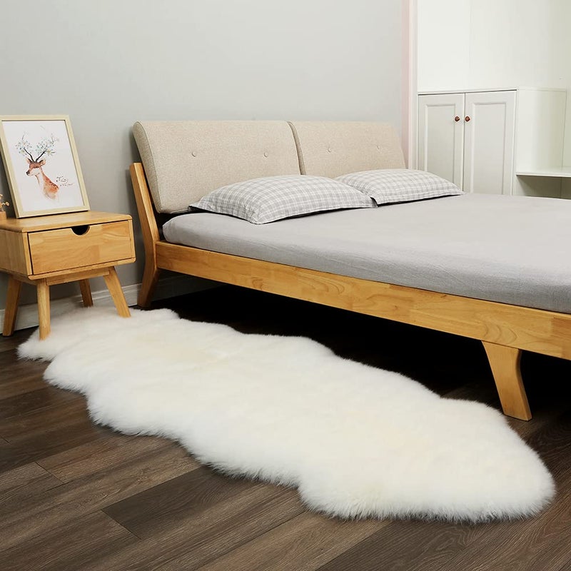 LLB Genuine Sheepskin Area Rug Wool Rug Fur Carpet Fluffy Shaggy Fur Rug for Living Room Kids Bedroom Real Sheepskin Throw Lambskin Rugs Sofa Mat Chair Seat Covers (Ivory White, 2 x 6 ft Sheepskin) - Image 5