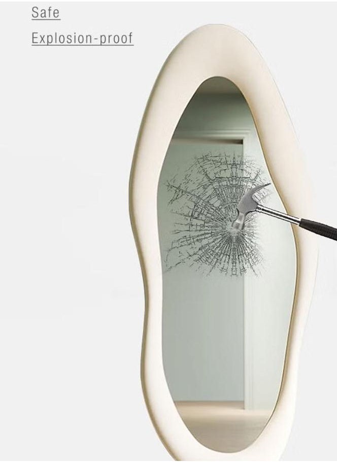 Arabest Full Length Wall Mirror, Irregular Floor Mirror, Boho Decor, Irregular Wall Mirror for Bedroom, Living Room, Full Body Mirror, White  - Image 4