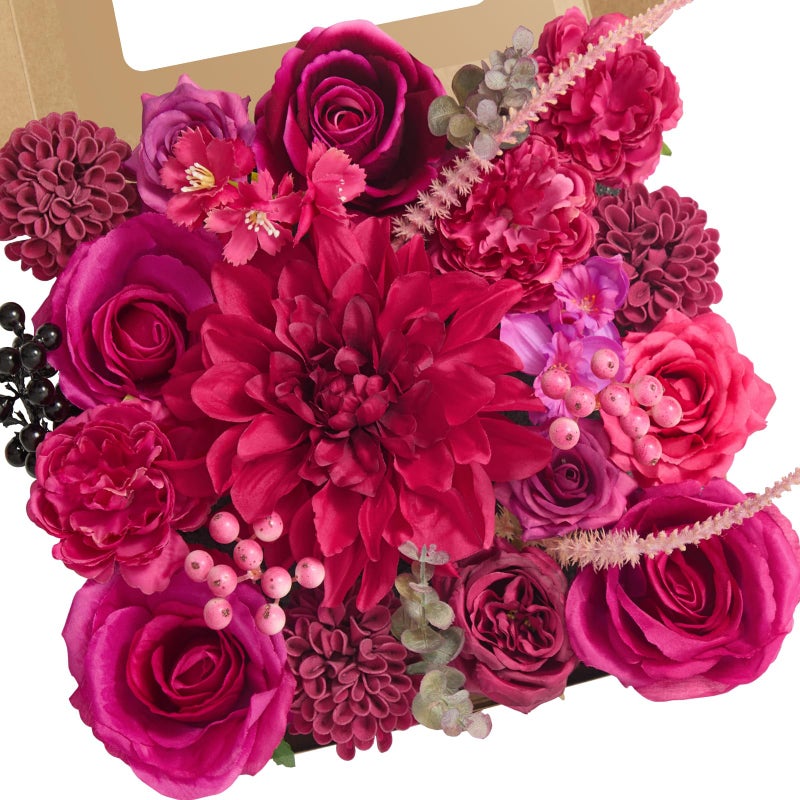 Alecono Artificial Flowers, Hot Pink Fake Flowers for DIY Wedding Bouquets, Bridal Baby Shower, Home Decor, Centerpieces for Table Decorations - Image 1
