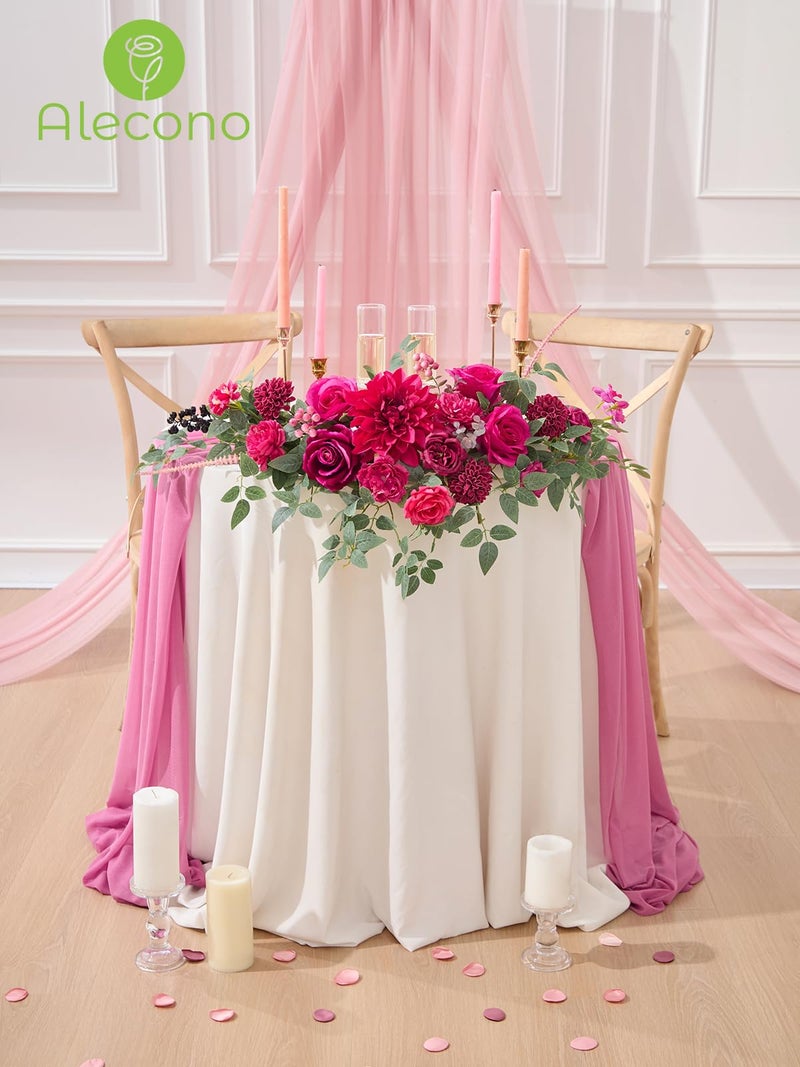 Alecono Artificial Flowers, Hot Pink Fake Flowers for DIY Wedding Bouquets, Bridal Baby Shower, Home Decor, Centerpieces for Table Decorations - Image 3
