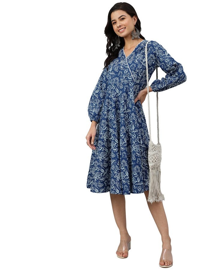 Janasya Women's Navy Blue Cotton Floral Print Angrakha Western Dress - pzsku/Z50D5A6A1ACB4EA8ECEEEZ/45/_/1738305997/c472d062-b3af-4363-b196-7fbb013e15fd