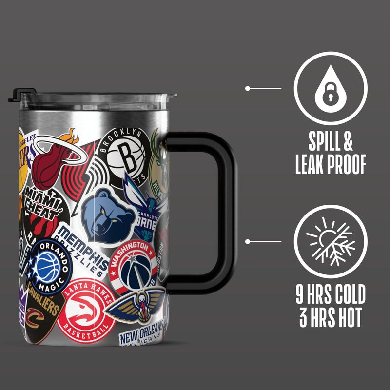 Hydrapeak x NBA Officially Licensed All-Team 18oz Insulated Coffee Mug with Flip Lid and Handle for Travel, Cold/Hot, Stainless Steel Coffee Cup Insulated, BPA-Free Double Walled, Tea Mug - Image 4