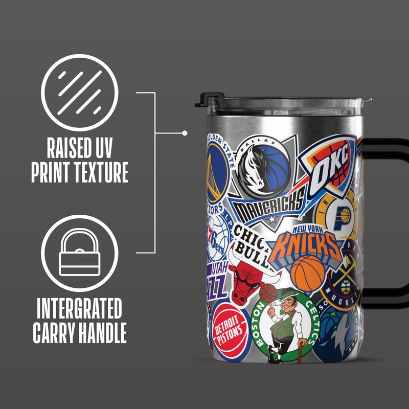 Hydrapeak x NBA Officially Licensed All-Team 18oz Insulated Coffee Mug with Flip Lid and Handle for Travel, Cold/Hot, Stainless Steel Coffee Cup Insulated, BPA-Free Double Walled, Tea Mug - Image 3