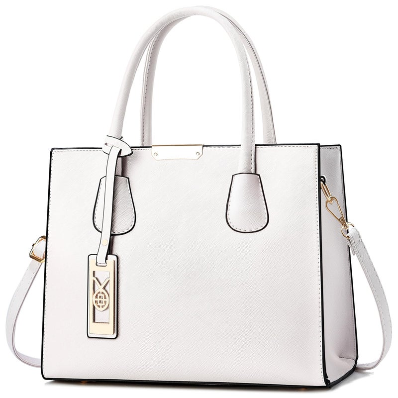 CHICAROUSAL Crossbody Purses and Handbags for Women PU Leather Tote Shoulder Bags Top Handle Satchel (White) - Image 1