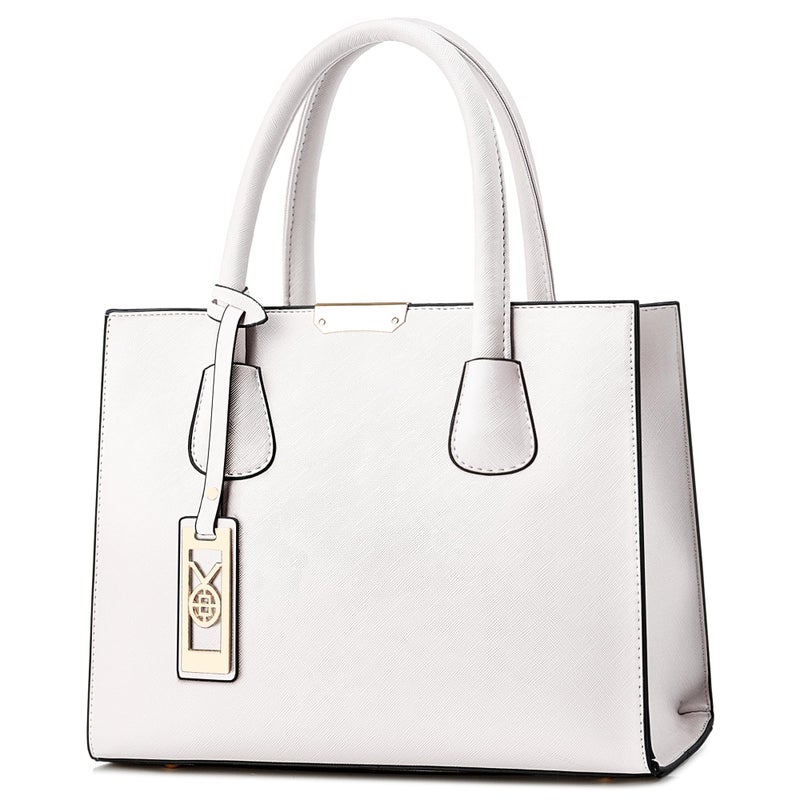 CHICAROUSAL Crossbody Purses and Handbags for Women PU Leather Tote Shoulder Bags Top Handle Satchel (White) - Image 4