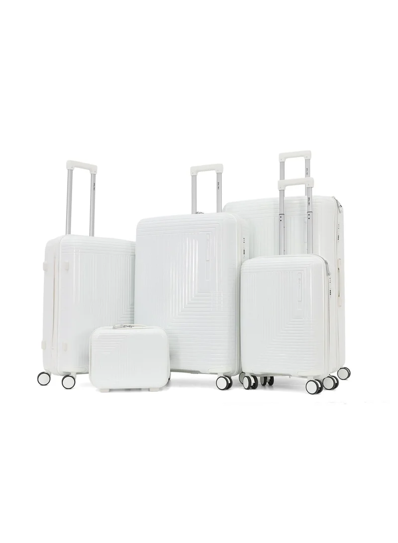 DILIXI Unbreakable Hardshell PP Luggage Trolley Bag 5 Pieces Set With Double Spinner Wheels (BC-12",S-20",M-24",L-28",XL-32")
