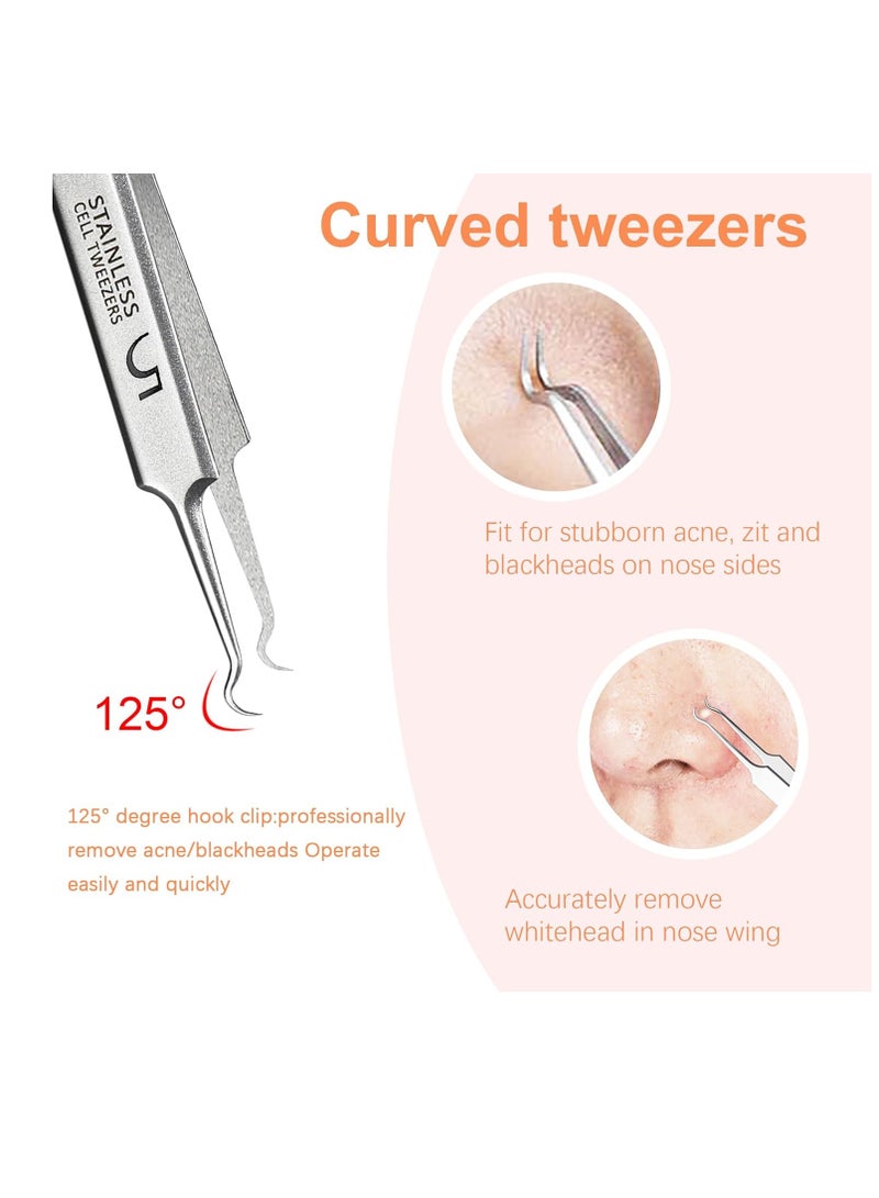 WSYUB Blackhead Tweezers, Milia Remover, Pimple Popper Tool,Ingrown Hair Tweezers, Blackhead Extractor - Image 4