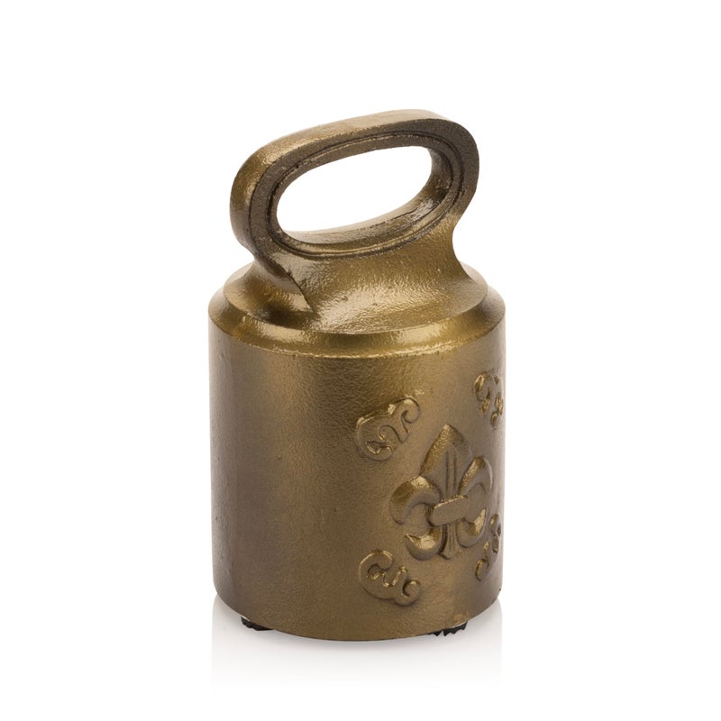 CRAFTSMAN ROAD Cast Iron Decorative Door Stop â€“ Weighted Door Stop Heavy Door Weight â€“ 7lb Antique Door Stopper, Free Standing Door Stop â€“ 7â€ x 4â€ Non Slip Fleur-de-lis Door Stop (Antique Brass) - Image 1