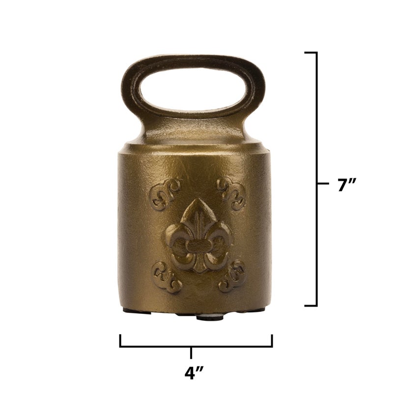 CRAFTSMAN ROAD Cast Iron Decorative Door Stop â€“ Weighted Door Stop Heavy Door Weight â€“ 7lb Antique Door Stopper, Free Standing Door Stop â€“ 7â€ x 4â€ Non Slip Fleur-de-lis Door Stop (Antique Brass) - Image 3