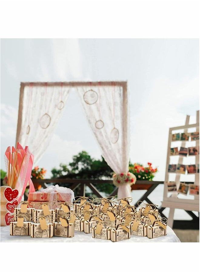 Generic Small Candy Boxes, 50pcs Travel Suitcase Favor Boxes with Burlap Twine, Mini Vintage Kraft Gift Bags for Wedding Bridal Shower Theme Party Supplies Rustic  - Image 5