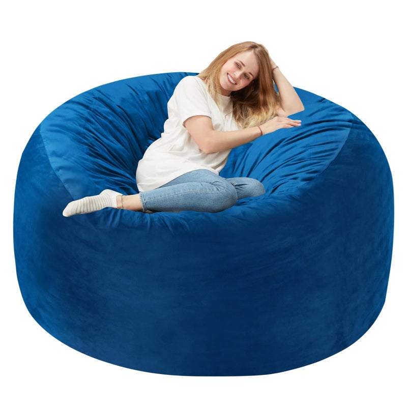 Homguava 4 FT Bean Bag Chair 4 Bean Bags with Memory Foam Filled Large Beanbag Chairs Soft Sofa with Dutch Velvet CoverBlue