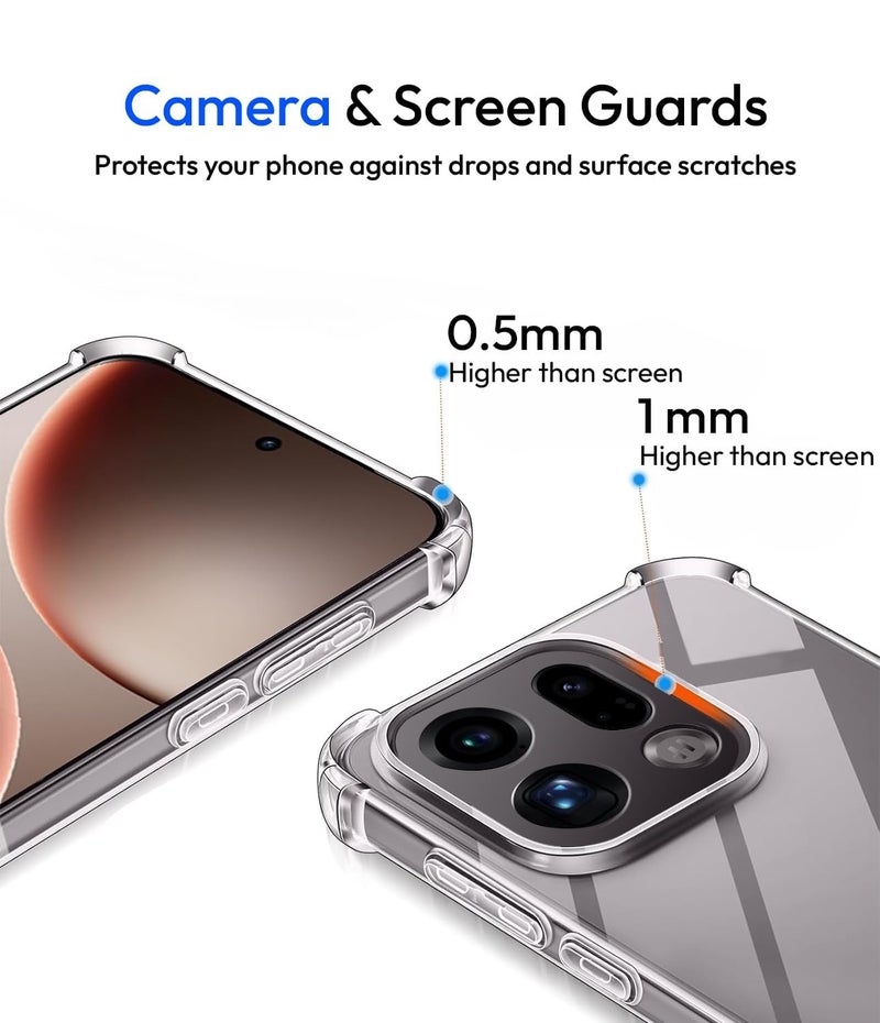 KAPAVER Essential Back Cover for Oppo Find X9 | Hard 360° Protection Clear Case for Oppo Find X9 (Bumper Clear) - Image 4