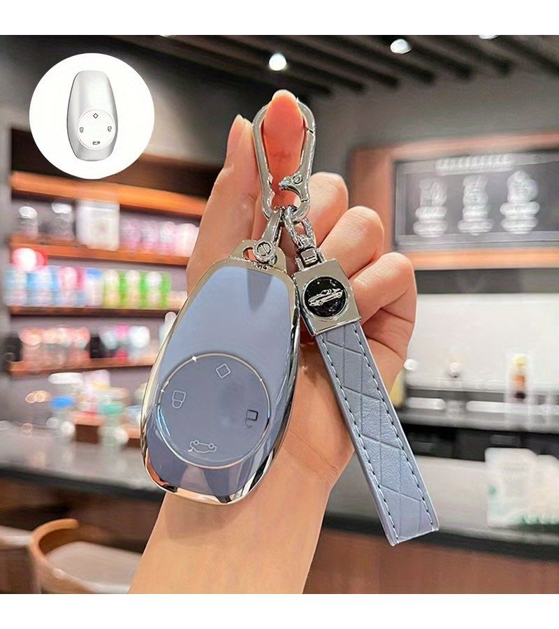 Purple TPU Car Key Fob Cover with Keychain For Leapmotor Models T03 C11 S01 And C01 Key Protector Shell Accessory - Image 3