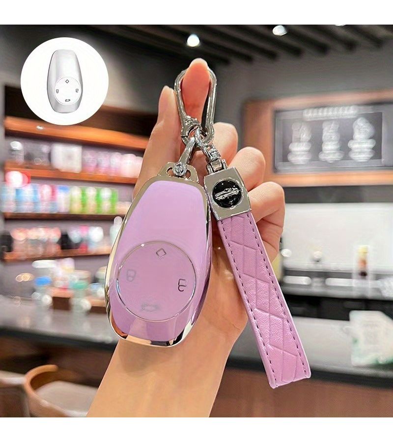 Purple TPU Car Key Fob Cover with Keychain For Leapmotor Models T03 C11 S01 And C01 Key Protector Shell Accessory - Image 4