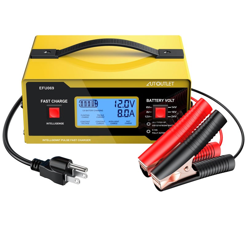 AUTOUTLET Upgraded 6812141624V Battery Charger Automotive Smart Car Battery Charger and Trickle Maintainer 014A Fully Automatic with Cable Clamps for LeadAcid BatteriesNOT Lithium Battery - Image 3