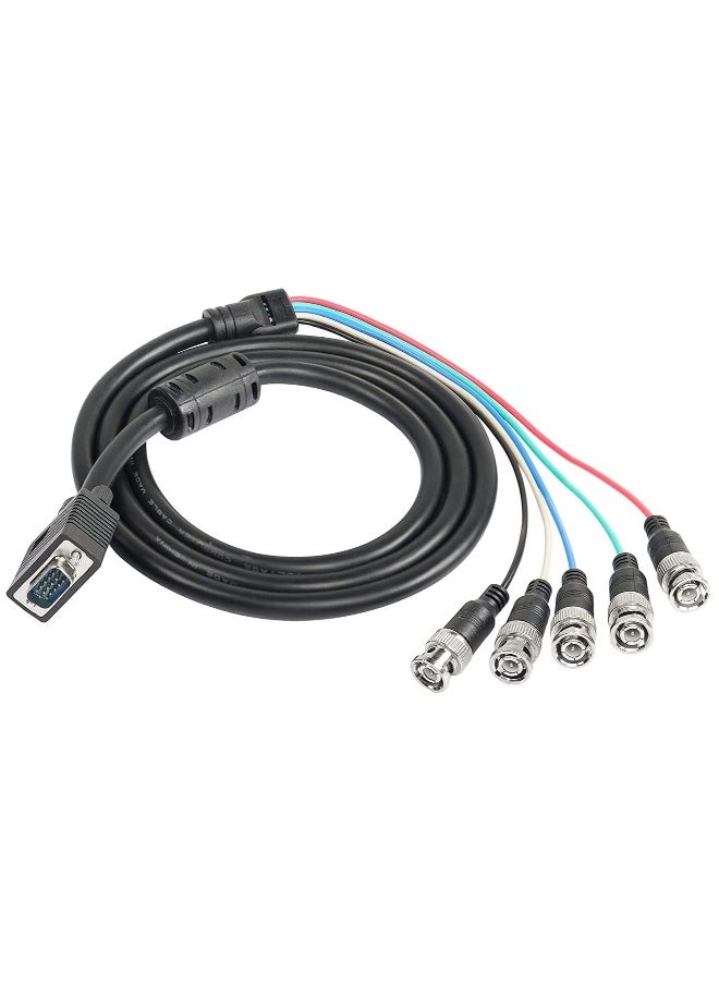Generic VGA to BNC Adapter Cable, HD15 VGA to 5 BNC RGBHV Male Coaxial High-Resolution Cable for HDTV Monitors and Displays 