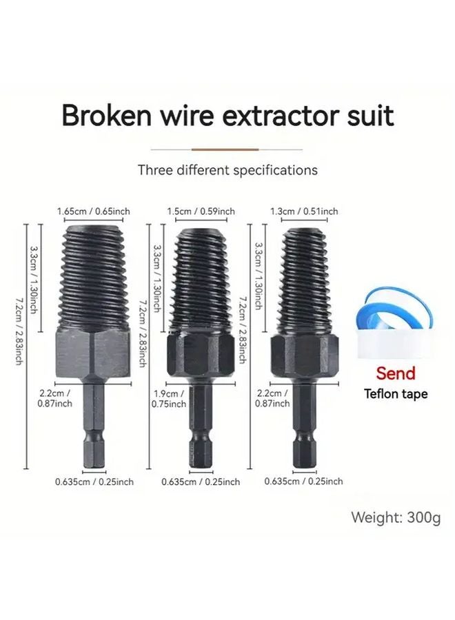 3 Piece Hex Shank Wire Stripper Set Universal Drill Extractor Valve Cutter - Image 1