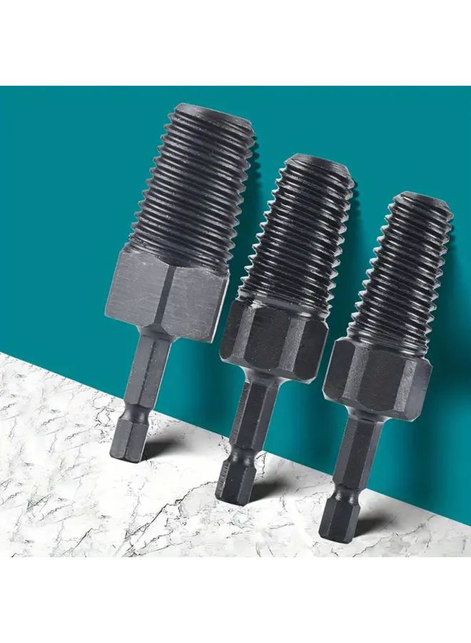 3 Piece Hex Shank Wire Stripper Set Universal Drill Extractor Valve Cutter - Image 2