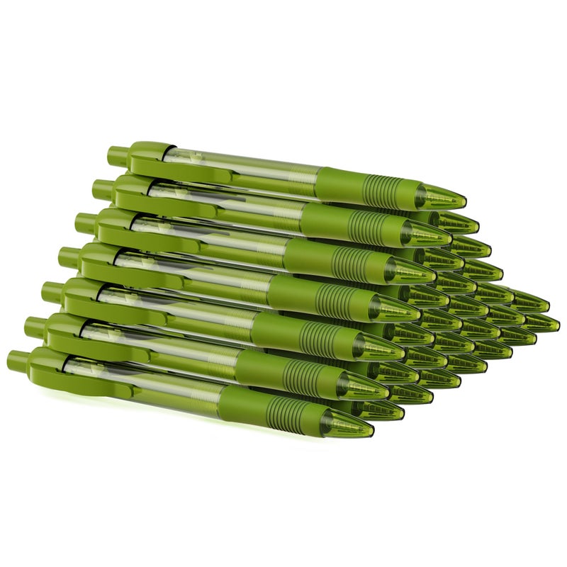 deegtran Pens Bulk, 30 Pack No Bleed Sage Green Ink Click Pens with Soft Grip, Wholesale Retractable Ballpoint Pens for Office School, Medium Point Smooth 1.0MM - Image 1