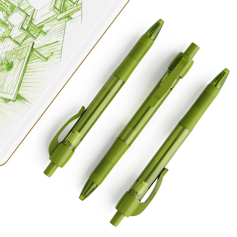 deegtran Pens Bulk, 30 Pack No Bleed Sage Green Ink Click Pens with Soft Grip, Wholesale Retractable Ballpoint Pens for Office School, Medium Point Smooth 1.0MM - Image 5