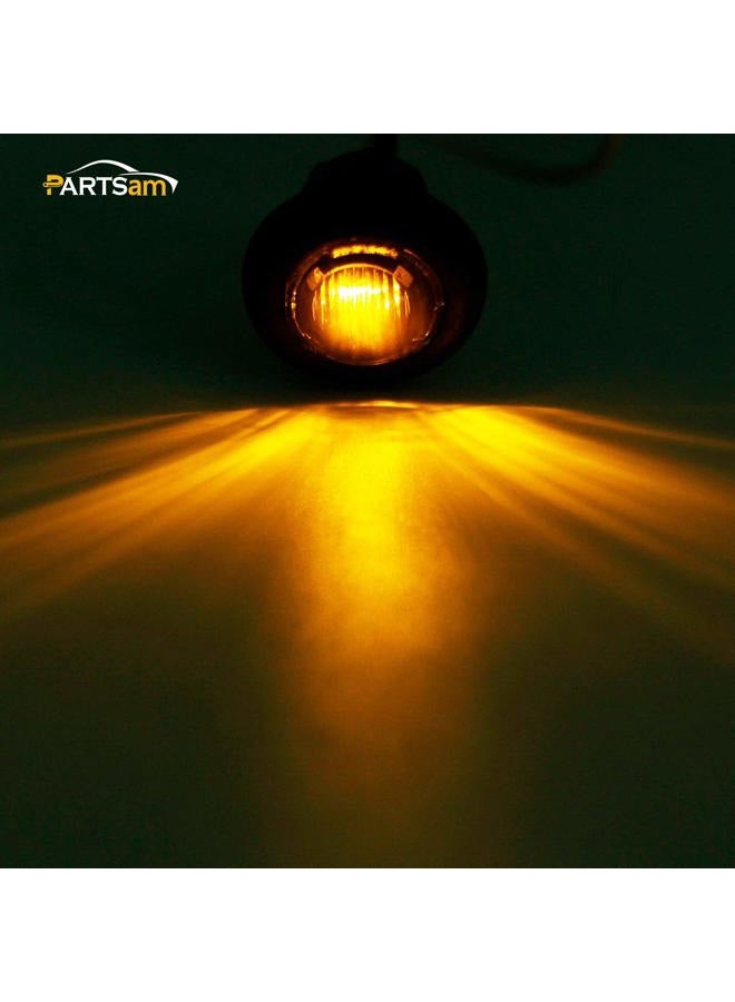Partsam 2pcs 3/4" Smoked Amber LED Clearance Light Side Marker Light w/Rubber Grommet, Grill Lights Turn Signals For Truck Trailer Pickups RV, 12V, FLush Mount - Image 3