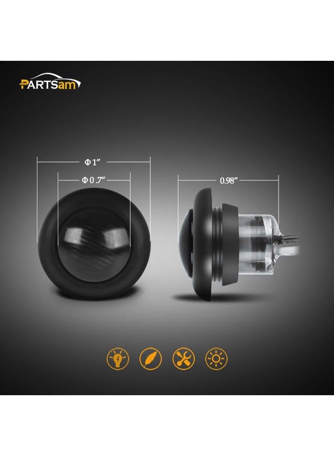 Partsam 2pcs 3/4" Smoked Amber LED Clearance Light Side Marker Light w/Rubber Grommet, Grill Lights Turn Signals For Truck Trailer Pickups RV, 12V, FLush Mount - Image 4