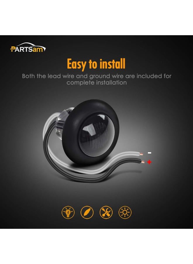 Partsam 2pcs 3/4" Smoked Amber LED Clearance Light Side Marker Light w/Rubber Grommet, Grill Lights Turn Signals For Truck Trailer Pickups RV, 12V, FLush Mount - Image 5