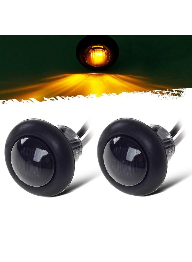 Partsam 2pcs 3/4" Smoked Amber LED Clearance Light Side Marker Light w/Rubber Grommet, Grill Lights Turn Signals For Truck Trailer Pickups RV, 12V, FLush Mount - Image 1