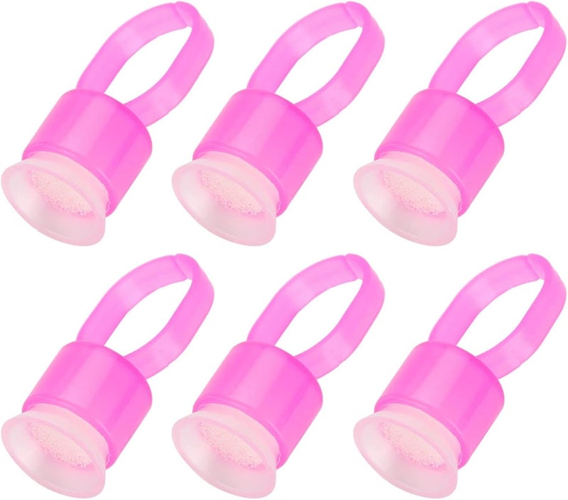 Disposable Ink Ring Cups with Sponge for Permanent Makeup 50Pcs Red Black Plastic Sponge 1.5", Adjustable Ring Design, Safe Use, Suits for Different Size Finger (50) - Image 1