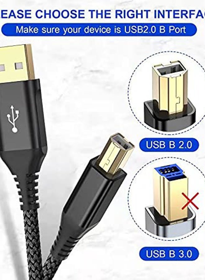 sweguard Printer Cable 10ft, USB-A to USB-B Cable, High Speed Nylon Braided Scanner Printer Cord for HP Canon Dell Epson Brother Lexmark Xerox Samsung Piano DAC & More-Black - Image 4