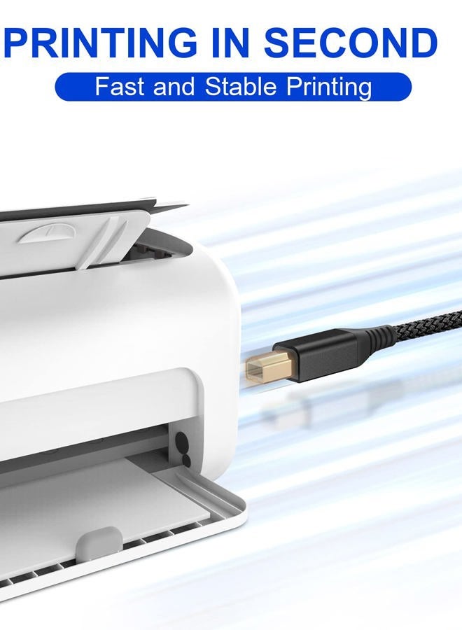 sweguard Printer Cable 10ft, USB-A to USB-B Cable, High Speed Nylon Braided Scanner Printer Cord for HP Canon Dell Epson Brother Lexmark Xerox Samsung Piano DAC & More-Black - Image 3