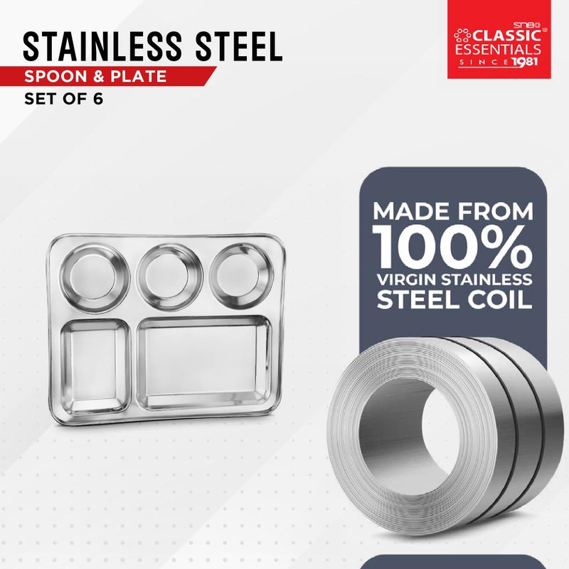 CLASSIC ESSENTIALS Stainless Steel Compartment Plate Bhojan Thali, Lunch/Dinner Plate - Image 5