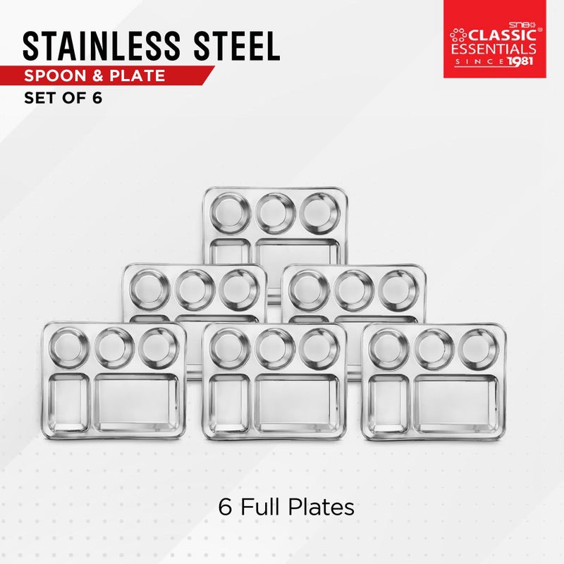 CLASSIC ESSENTIALS Stainless Steel Compartment Plate Bhojan Thali, Lunch/Dinner Plate - Image 4