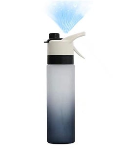 Mist Spray Water Bottle, 650ml Sports Bottle Reusable Fitness Jug Multifunctional Cup with Hydration (Black)