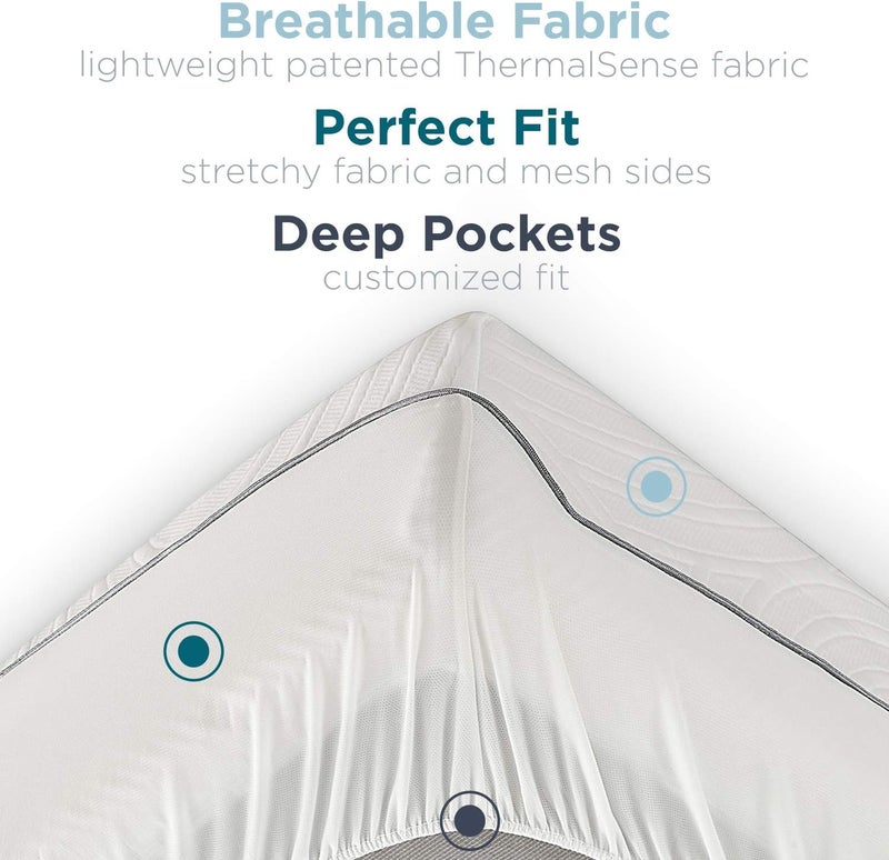 Tempur-Pedic Protect Waterproof Mattress Protector, Twin, White - Image 4